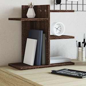 Stolní organizér hnědý dub 42 x 21,5 x 42 cm kompozitní dřevo - obrázek 1