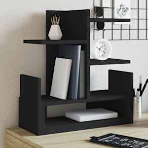 Organizator za pisalno mizo črn 49x20x52,5 cm inženirski les