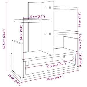 Stolní organizér hnědý dub 49 x 20 x 52,5 cm kompozitní dřevo - obrázek 9