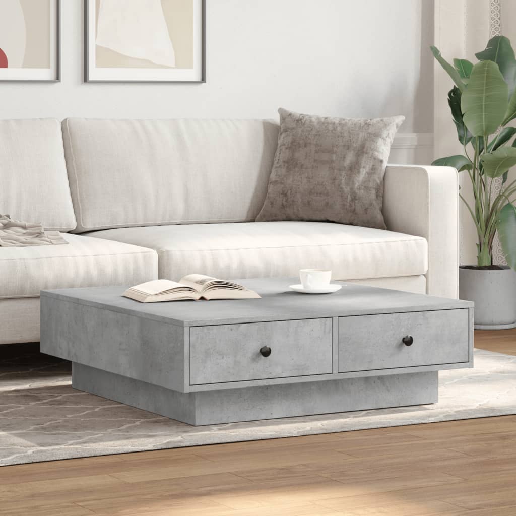 vidaXL Salontafel 90x90x28 cm spaanplaat betongrijs afbeelding