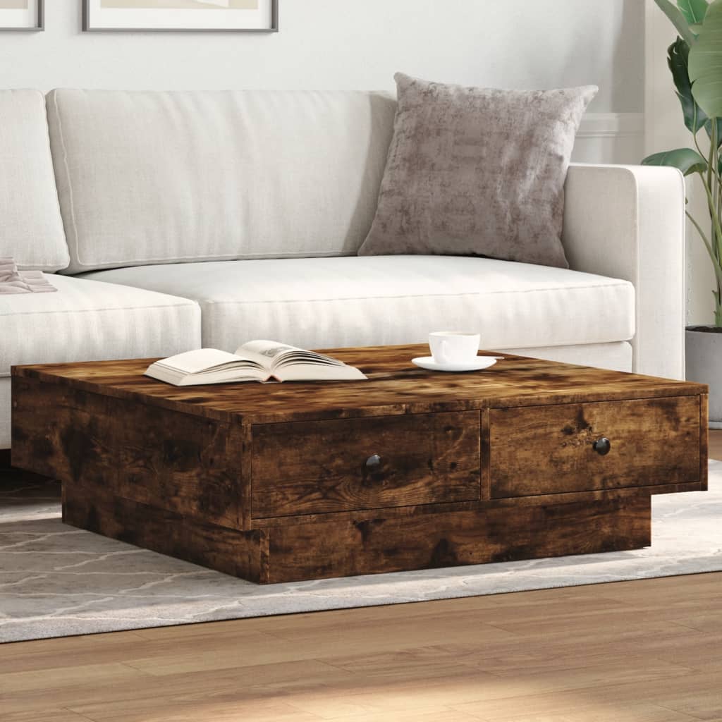 vidaXL Couchtisch Räuchereiche 90x90x28 cm Holzwerkstoff