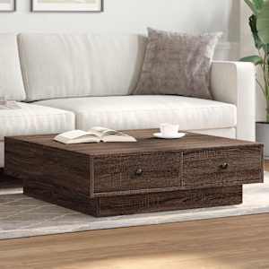 Klubska mizica rjavi hrast 90x90x28 cm inženirski les