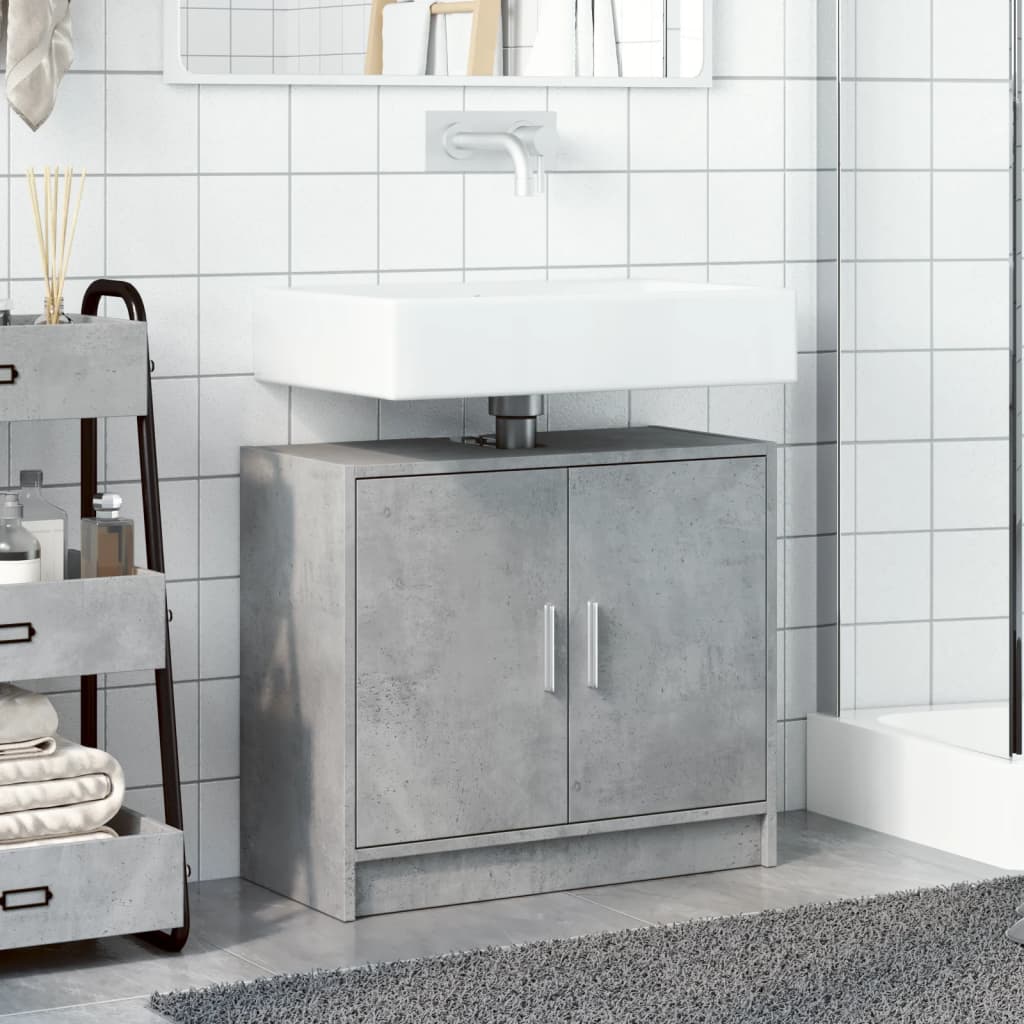 vidaXL Wastafelkast 63x29x55 cm bewerkt hout betongrijs afbeelding