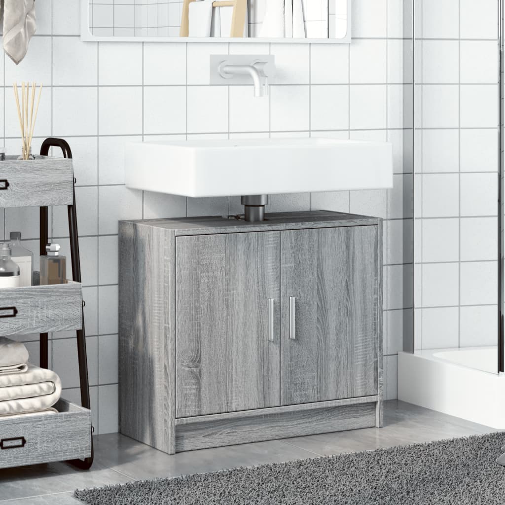vidaXL Wastafelkast 63x29x55 cm bewerkt hout grijs sonoma eikenkleurig afbeelding