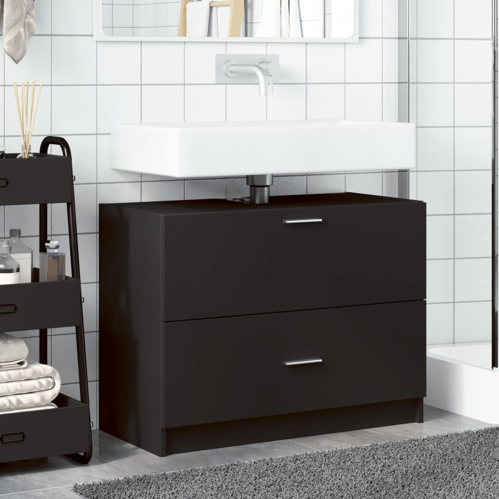 vidaXL Skrinka pod umývadlo čierna 78x37x59 cm kompozitné drevo