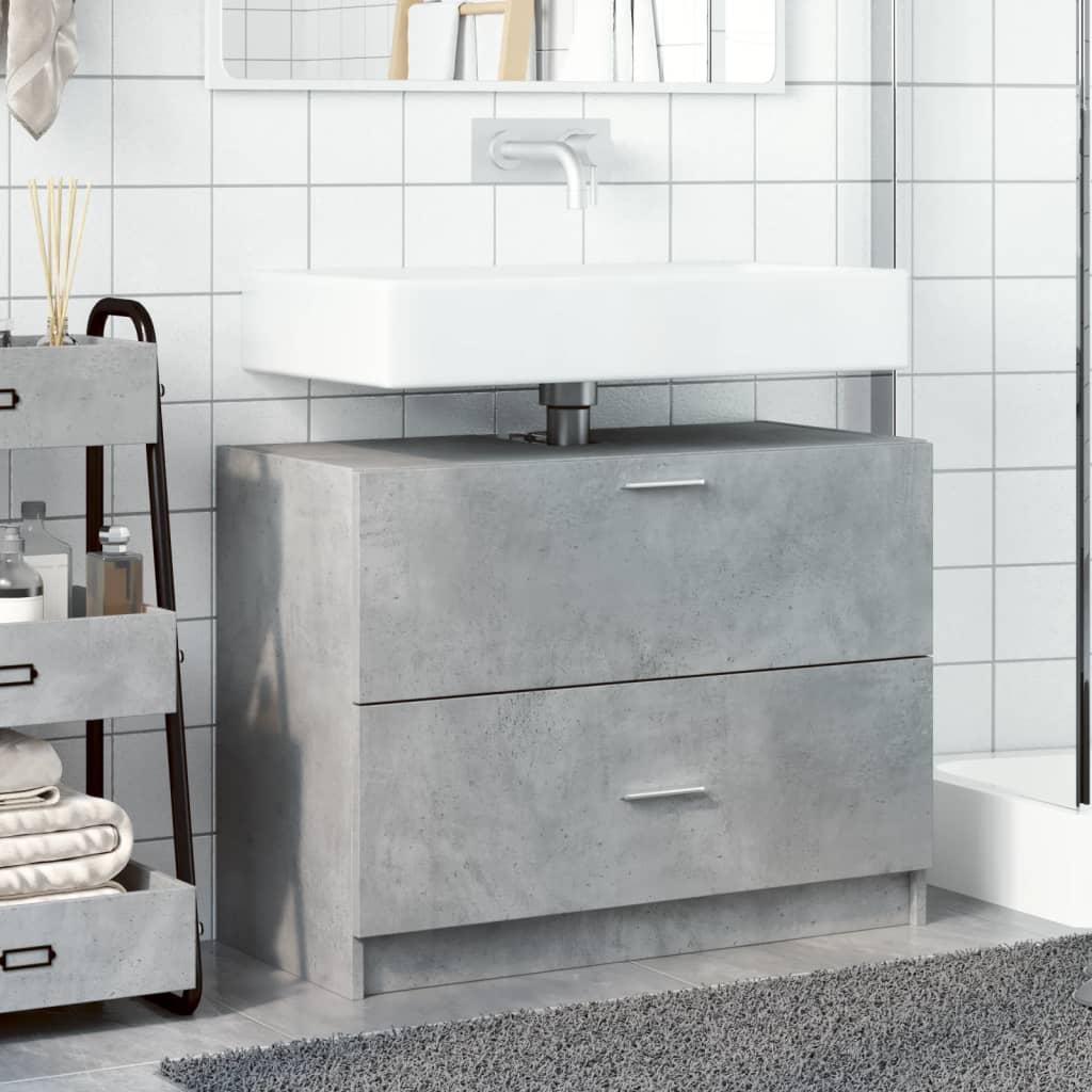vidaXL Wastafelkast 78x37x59 cm bewerkt hout betongrijs afbeelding