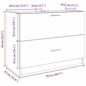 Skříňka pod umyvadlo kouřový dub 78x37x59 cm kompozitní dřevo - obrázek 11