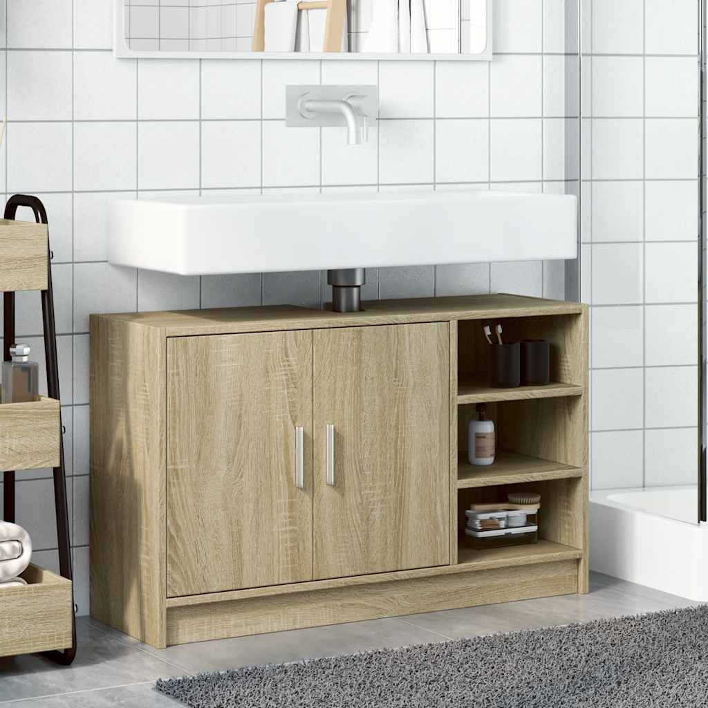 vidaXL Wastafelkast 90x29x55 cm bewerkt hout sonoma eikenkleurig afbeelding
