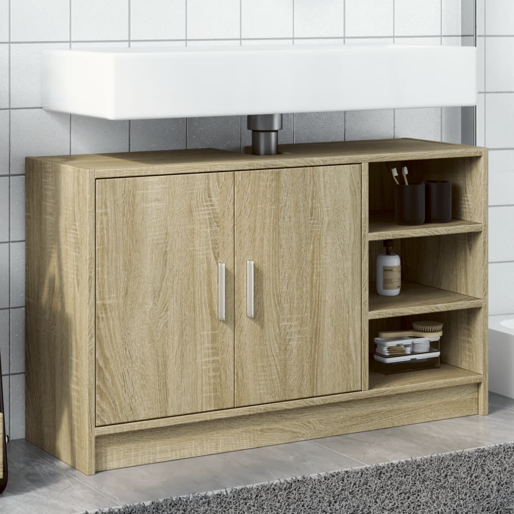 vidaXL Waschbeckenunterschrank Sonoma-Eiche 90x29x55 cm Holzwerkstoff