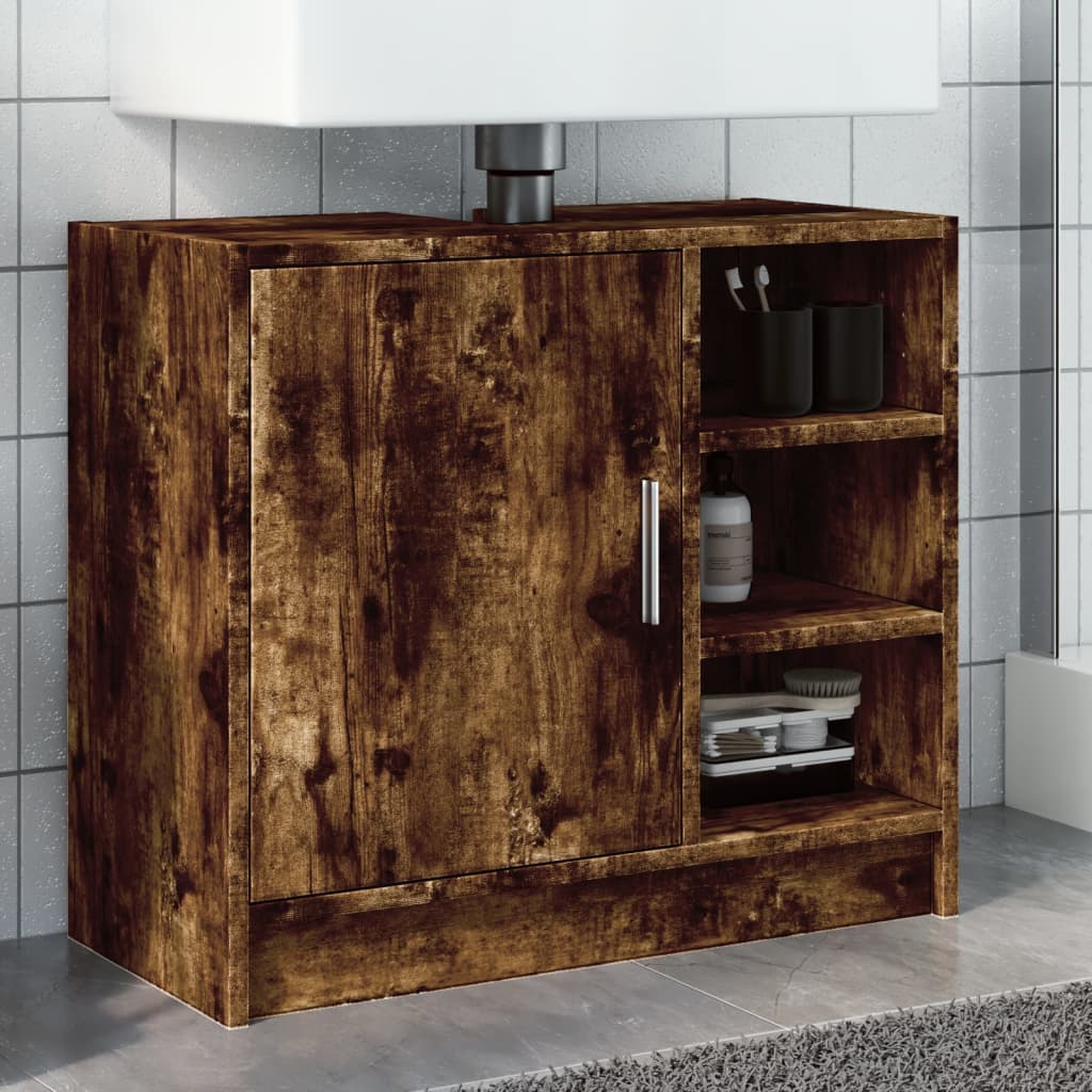 vidaXL Dulap de chiuvetă, stejar fumuriu, 63x29x55 cm, lemn prelucrat
