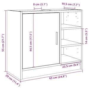 Skříňka pod umyvadlo hnědý dub 63 x 29 x 55 cm kompozitní dřevo - obrázek 11