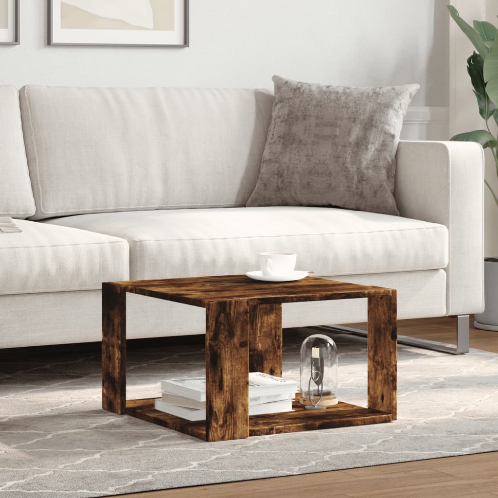 vidaXL Salontafel 51,5x51,5x30 cm bewerkt hout gerookt eikenkleurig afbeelding