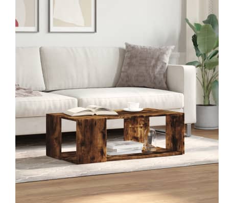 vidaXL Table basse ch&ecirc;ne fum&eacute; 89,5x48x30 cm bois d'ing&eacute;nierie