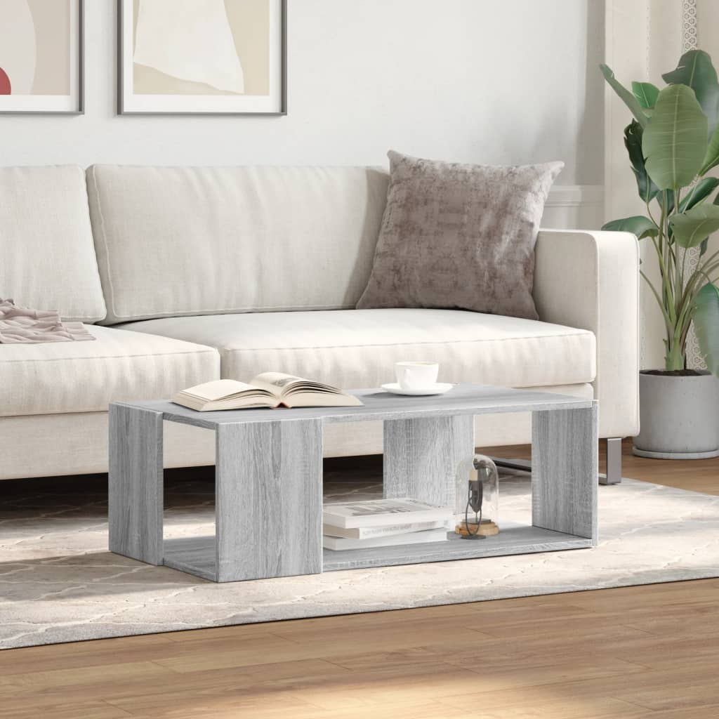 vidaXL Salontafel 89,5x48x30 cm bewerkt hout grijs sonoma eikenkleurig afbeelding