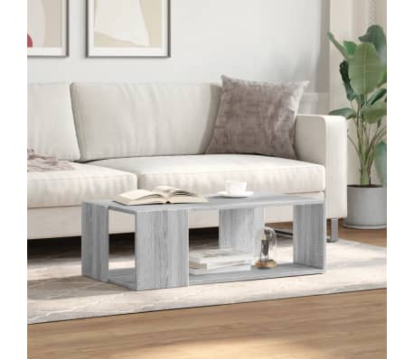 vidaXL Salontafel 89,5x48x30 cm bewerkt hout grijs sonoma eikenkleurig