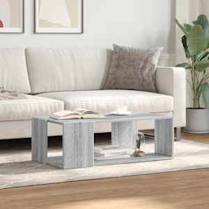 vidaXL Salontafel 89,5x48x30 cm bewerkt hout grijs sonoma eikenkleurig