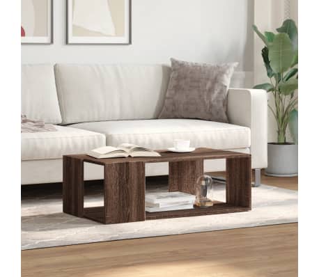 vidaXL Table basse ch&ecirc;ne marron 89,5x48x30 cm bois d'ing&eacute;nierie