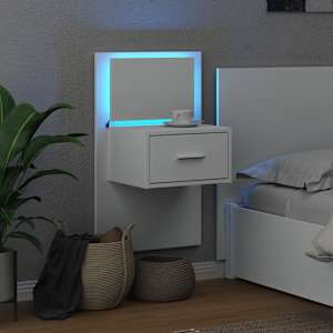 Nástěnný noční stolek s LED osvětlením bílý - obrázek 5