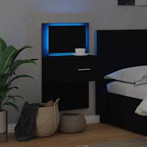 Nástěnný noční stolek s LED osvětlením černý - obrázek 5