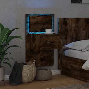 Nástěnný noční stolek s LED osvětlením kouřový dub - obrázek 5
