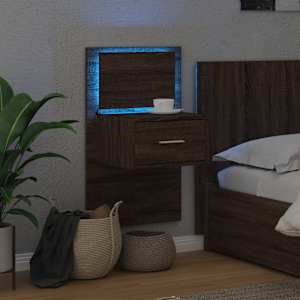 Nástěnný noční stolek s LED osvětlením hnědý dub - obrázek 5