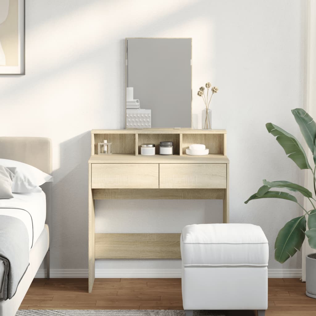 vidaXL Kaptafel met spiegel 80x41x144,5 cm sonoma eikenkleurig afbeelding