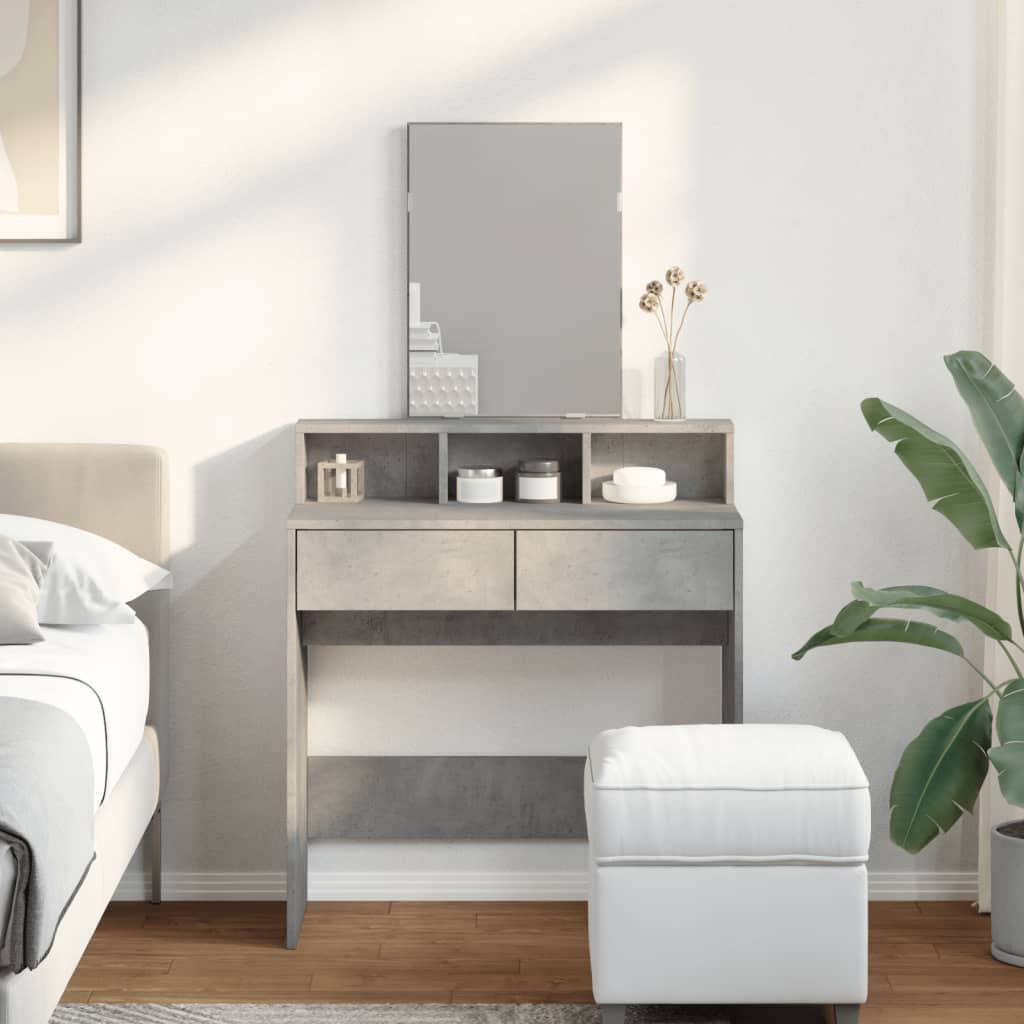 vidaXL Kaptafel met spiegel 80x41x144,5 cm betongrijs afbeelding