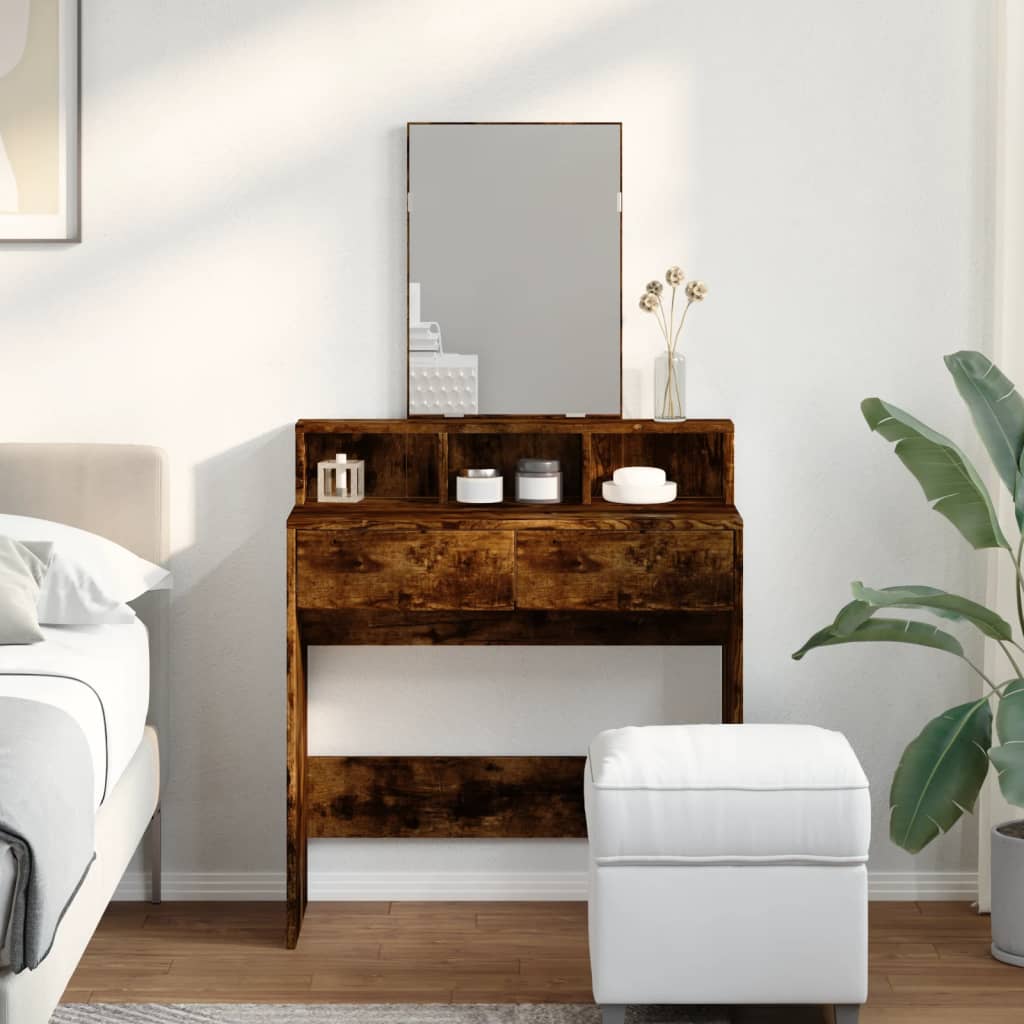 vidaXL Kaptafel met spiegel 80x41x144,5 cm gerookt eikenkleurig afbeelding