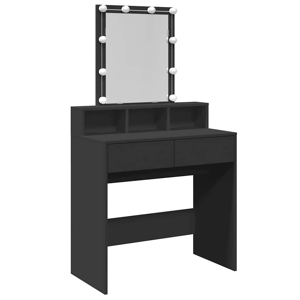 vidaXL Toaletní stolek s LED černý 80 x 41 x 144,5 cm