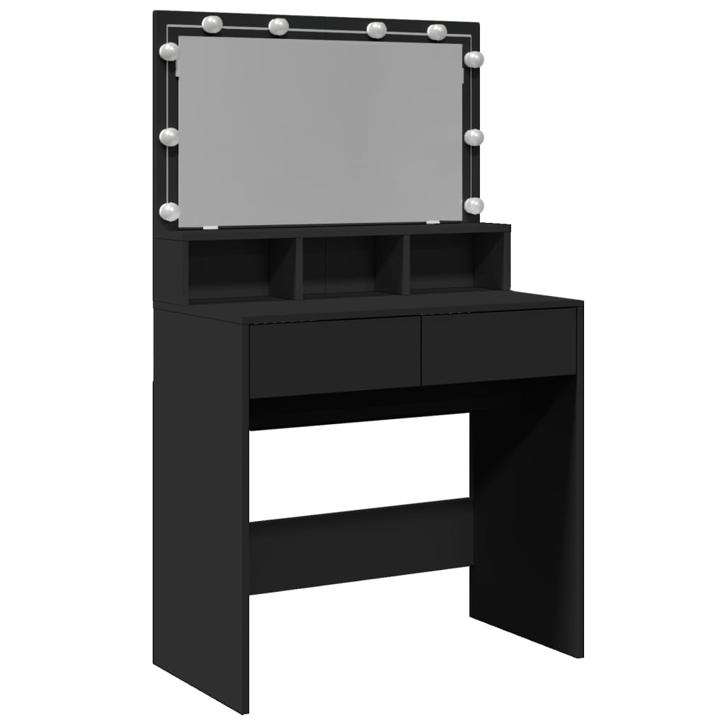 vidaXL Toaletní stolek s LED černý 80 x 41 x 134,5 cm