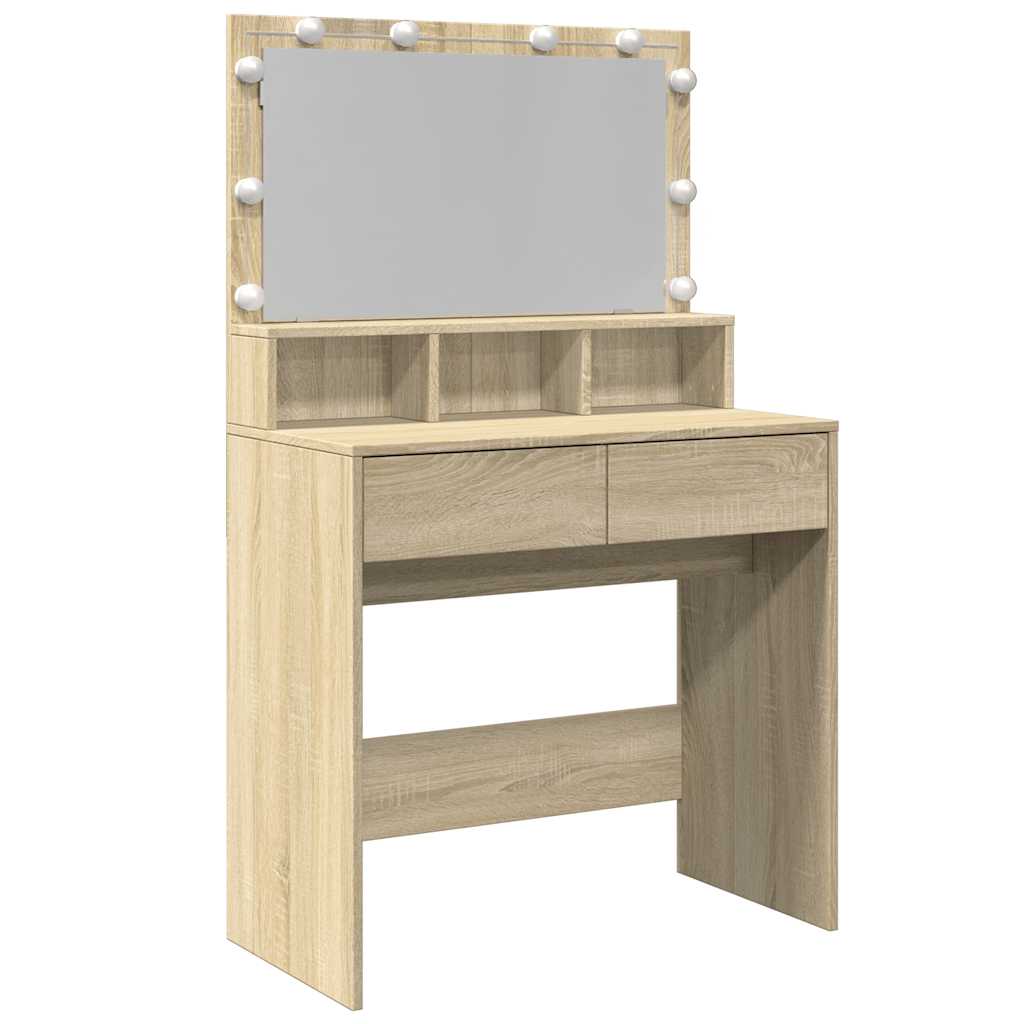 vidaXL Toaletní stolek s LED dub sonoma 80 x 41 x 134,5 cm