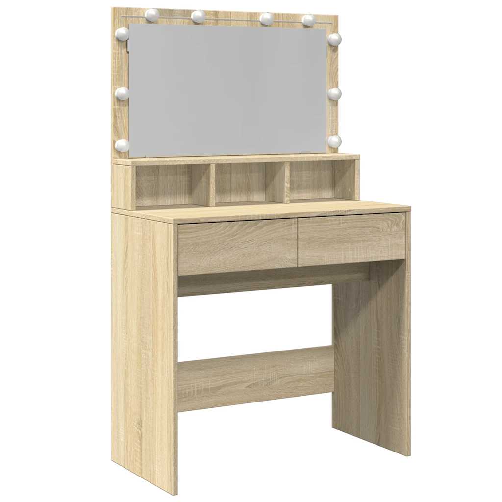 vidaXL Toaletní stolek s LED dub sonoma 80 x 41 x 134,5 cm