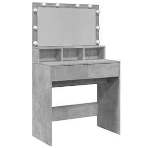 vidaXL tualettlaud LEDiga, betoonhall, 80 x 41 x 134,5 cm