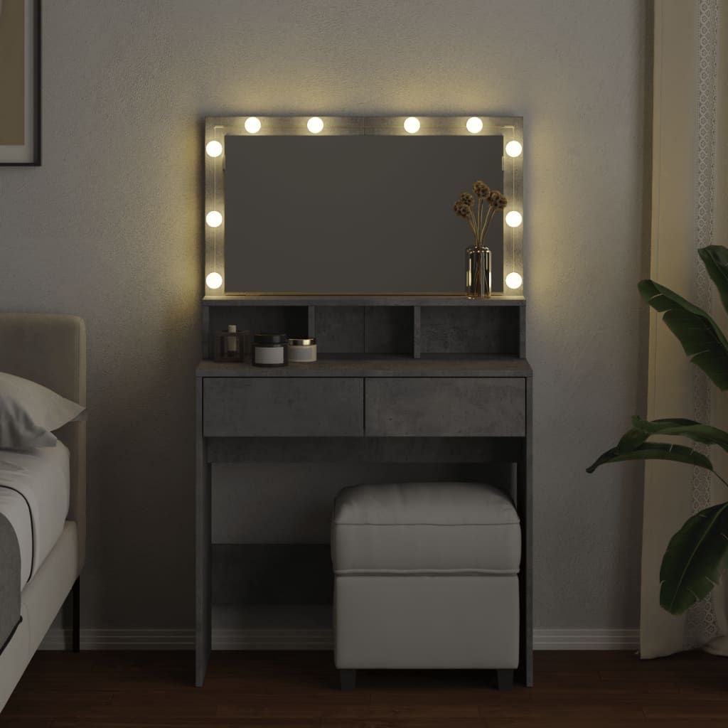 vidaXL Kaptafel met LED 80x41x134,5 cm betongrijs afbeelding