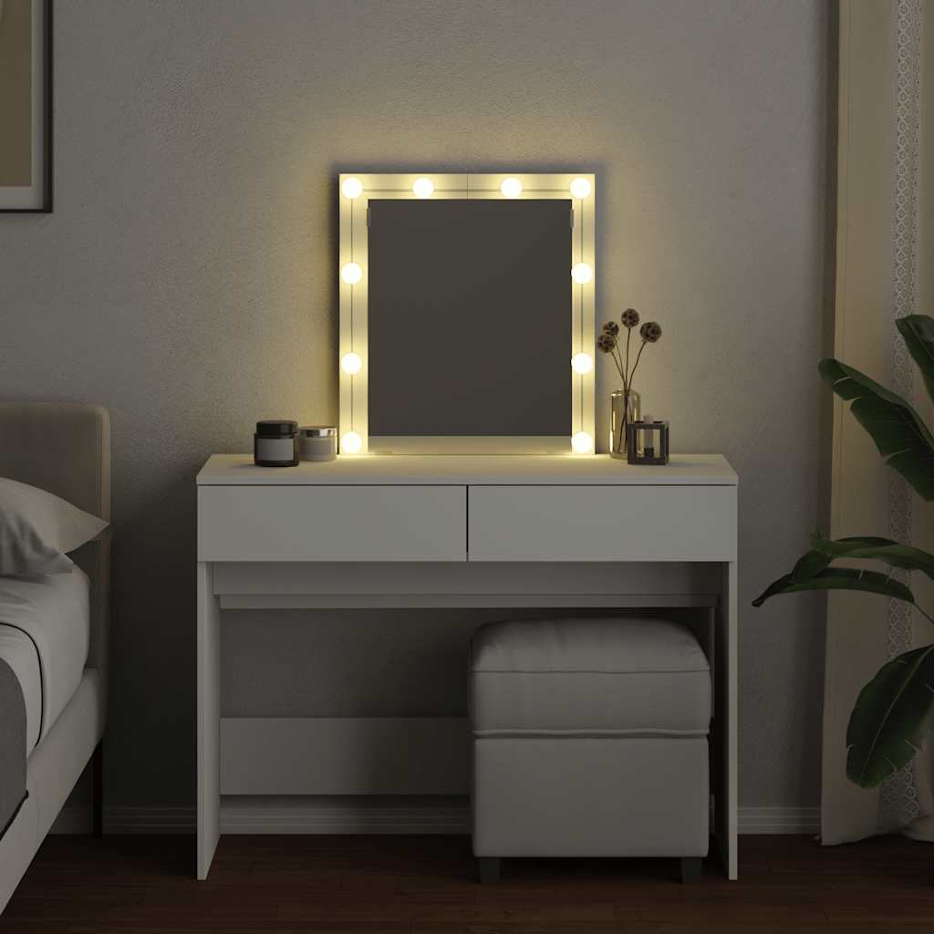Thumbnail - vidaXL Schminktisch mit LED-Beleuchtung Weiß 100x40x130 cm