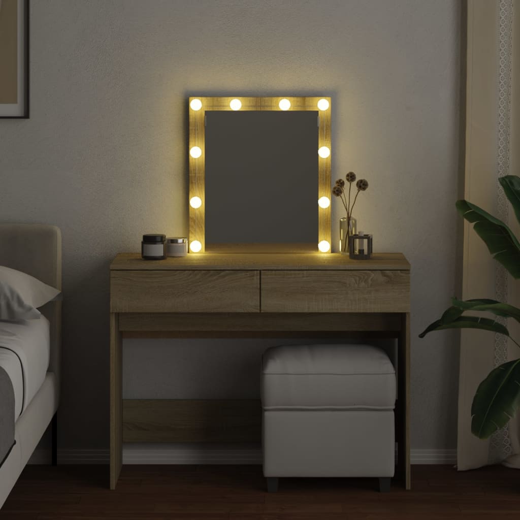 vidaXL Masă de toaletă cu LED, stejar sonoma, 100x40x130 cm