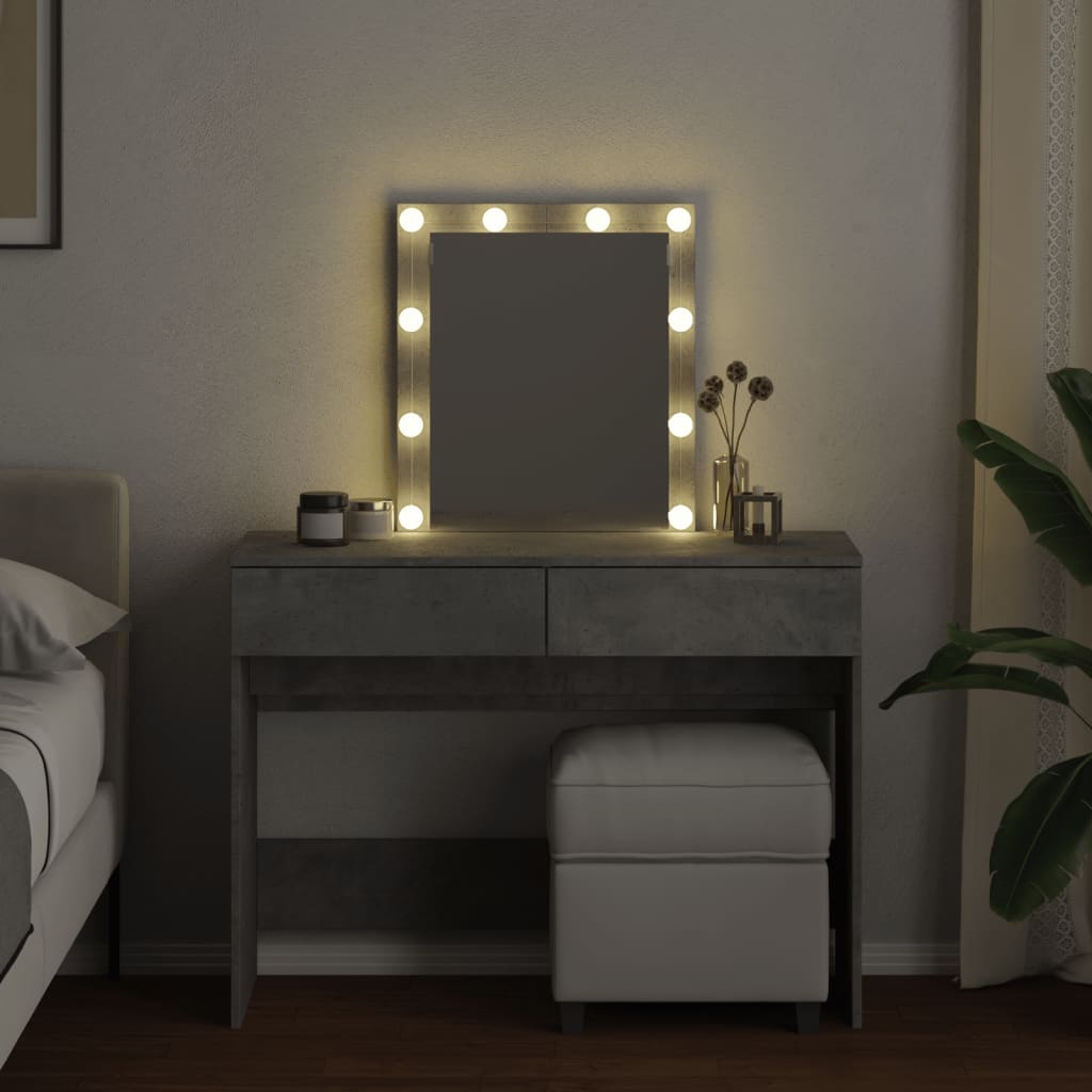 vidaXL Toaletný stolík s LED betónovosivý 100x40x130 cm