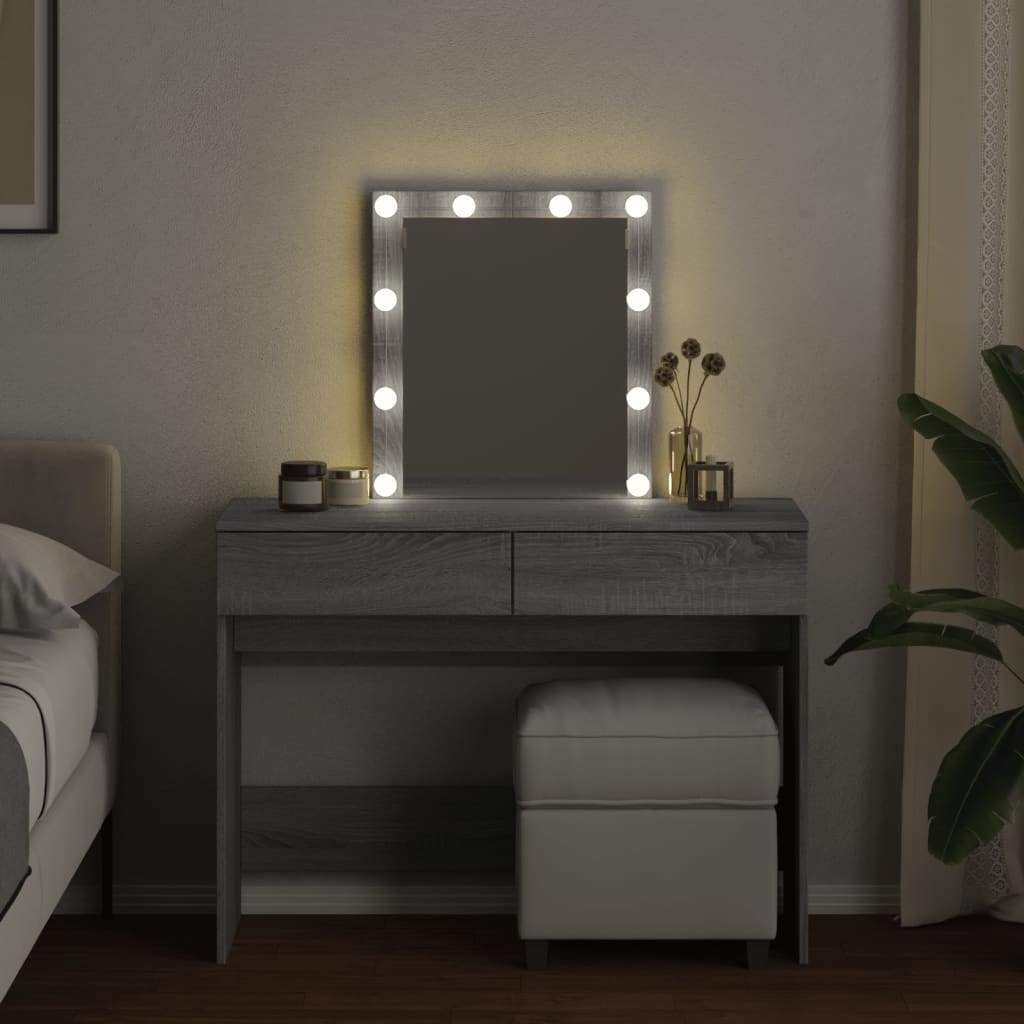 vidaXL Toaletný stolík s LED sivý sonoma 100x40x130 cm