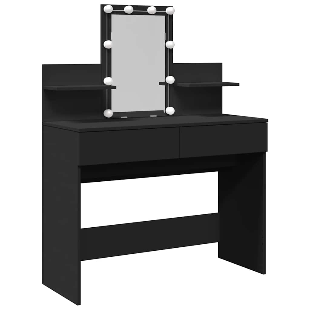 Thumbnail - vidaXL Schminktisch mit LED-Beleuchtung Schwarz 100x40x130 cm