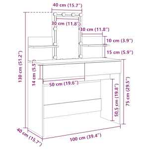Toaletní stolek s LED černý 100 x 40 x 130 cm - obrázek 18