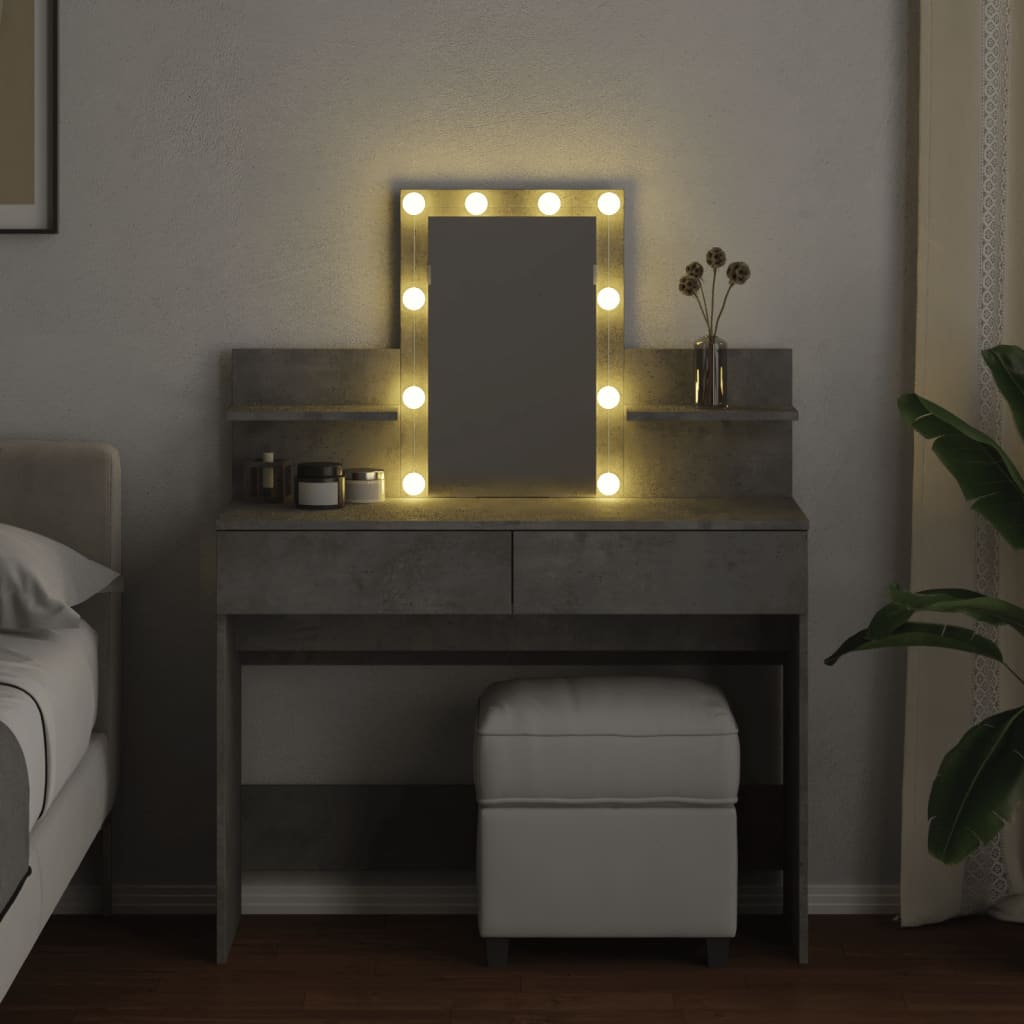 vidaXL Kaptafel met LED-verlichting 100x40x130 cm betongrijs afbeelding
