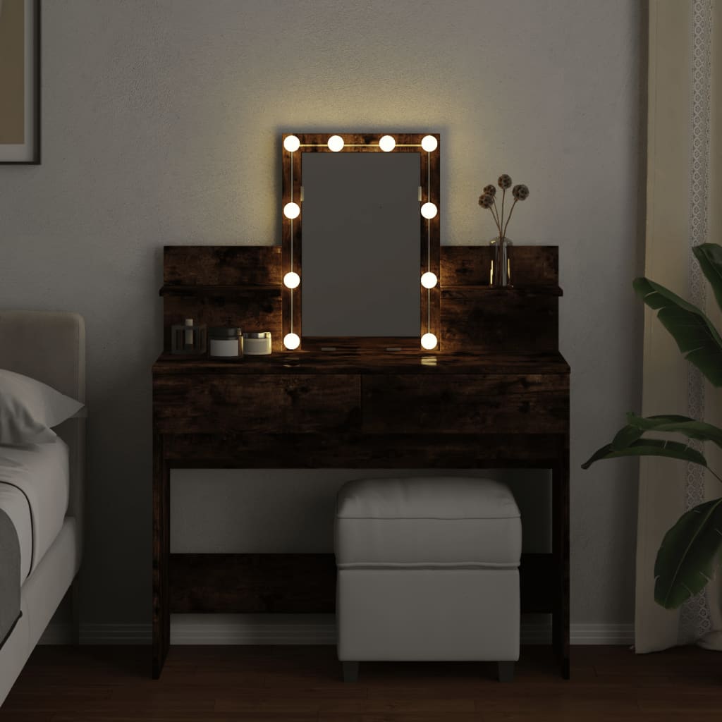 vidaXL Kaptafel met LED 100x40x130 cm gerookt eikenkleurig afbeelding