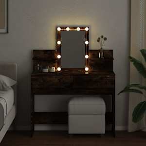 Toaletní stolek s LED kouřový dub 100 x 40 x 130 cm - obrázek 3