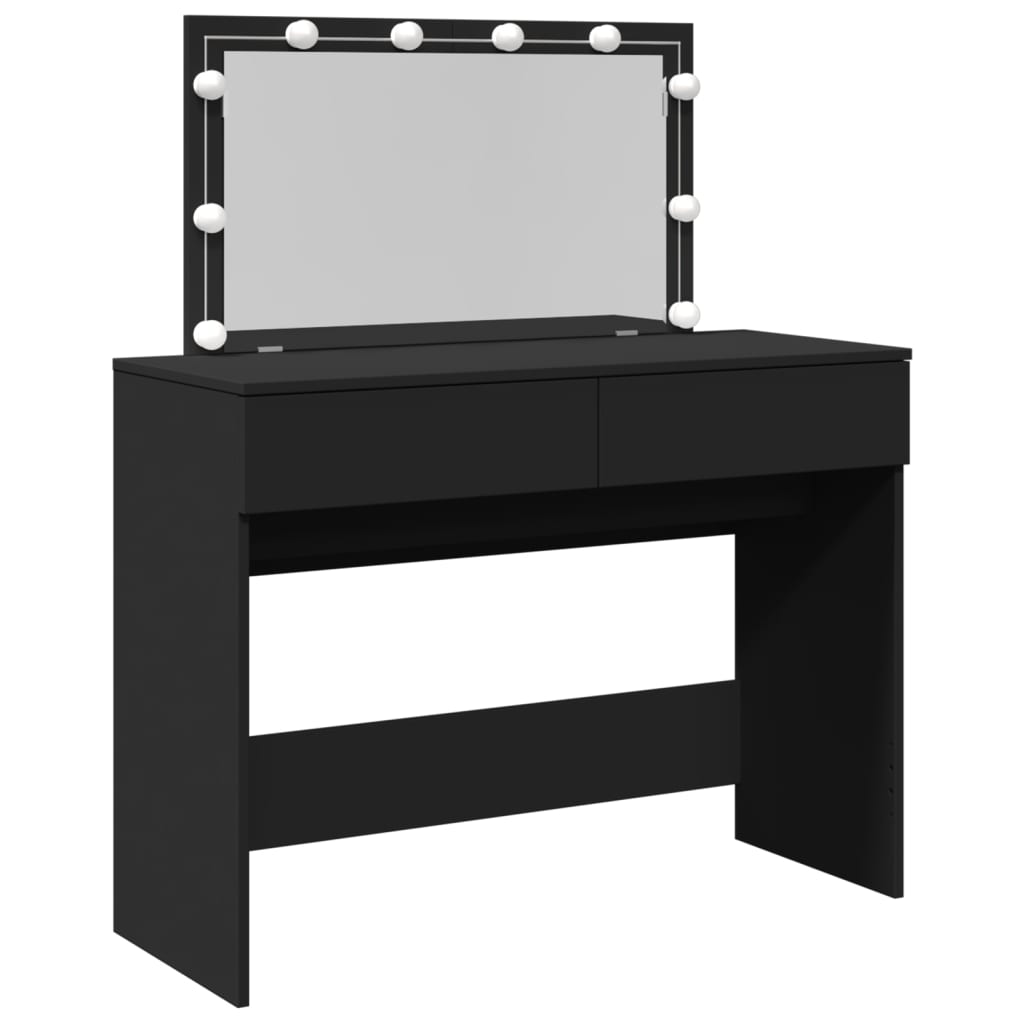 Thumbnail - vidaXL Schminktisch mit LED-Beleuchtung Schwarz 100x40x120 cm