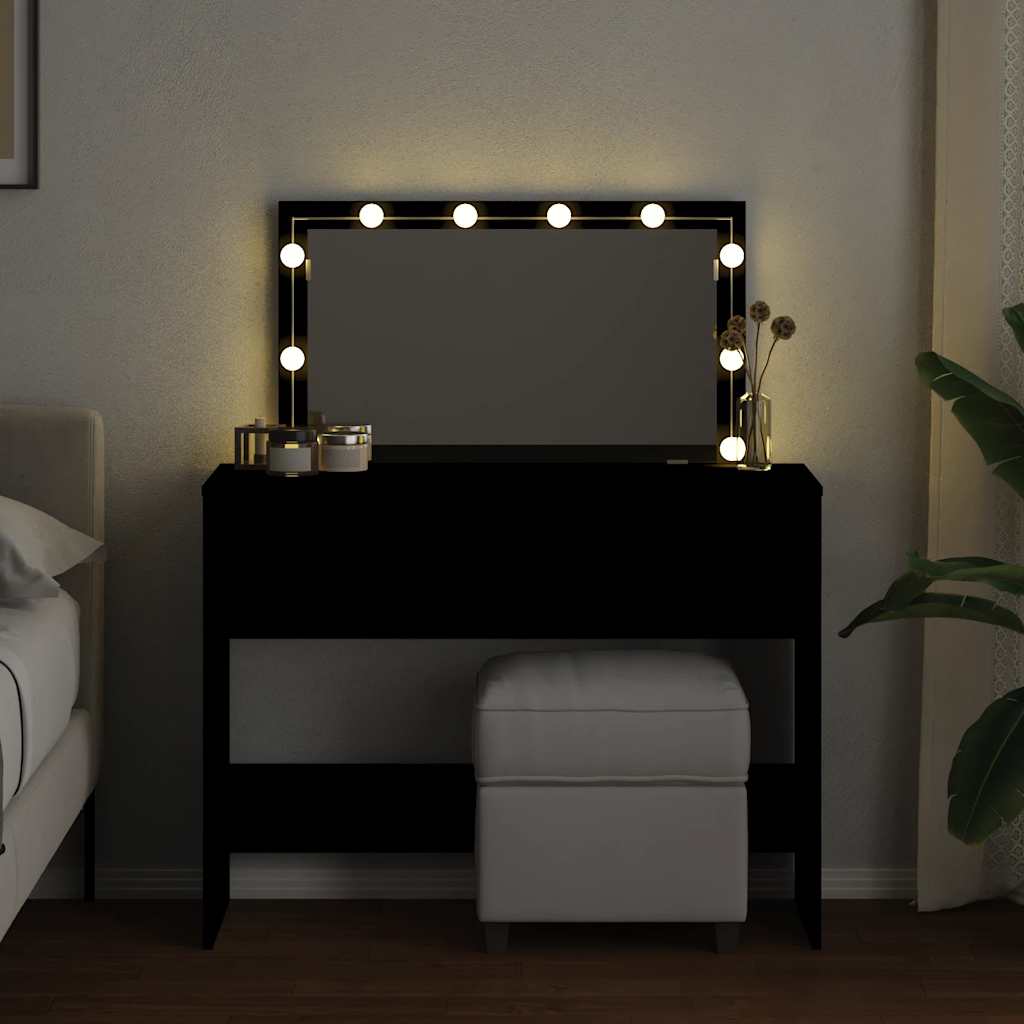 Thumbnail - vidaXL Schminktisch mit LED-Beleuchtung Schwarz 100x40x120 cm