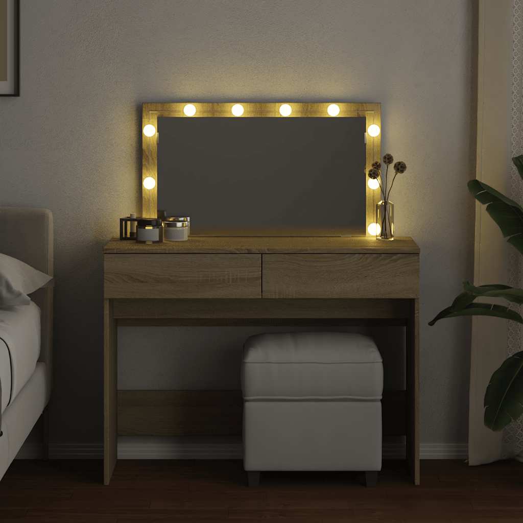 vidaXL Peilipöytä LED-valoilla Sonoma-tammi 100x40x120 cm
