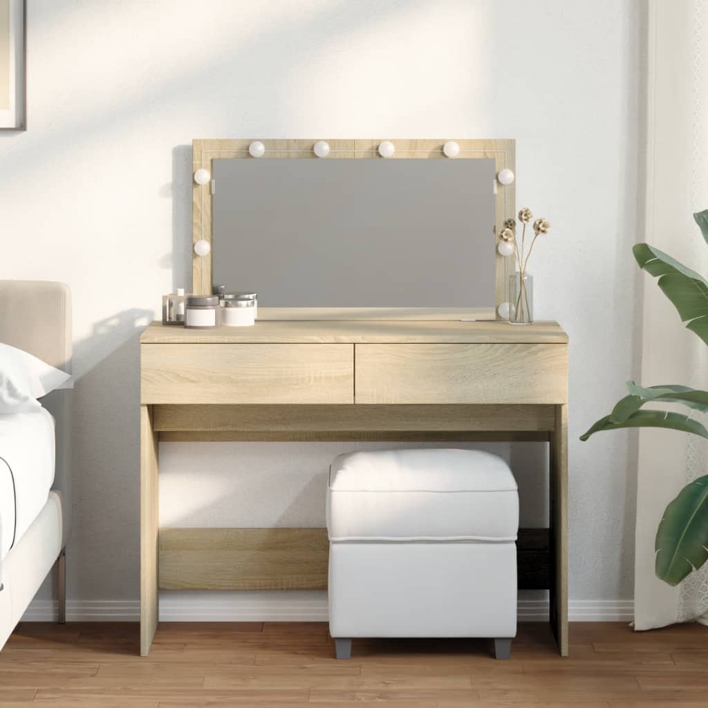 vidaXL Masă de toaletă cu LED, stejar sonoma, 100x40x120 cm