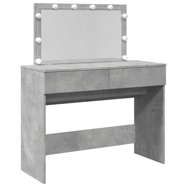 vidaXL tualettlaud LEDiga, betoonhall, 100x40x120 cm