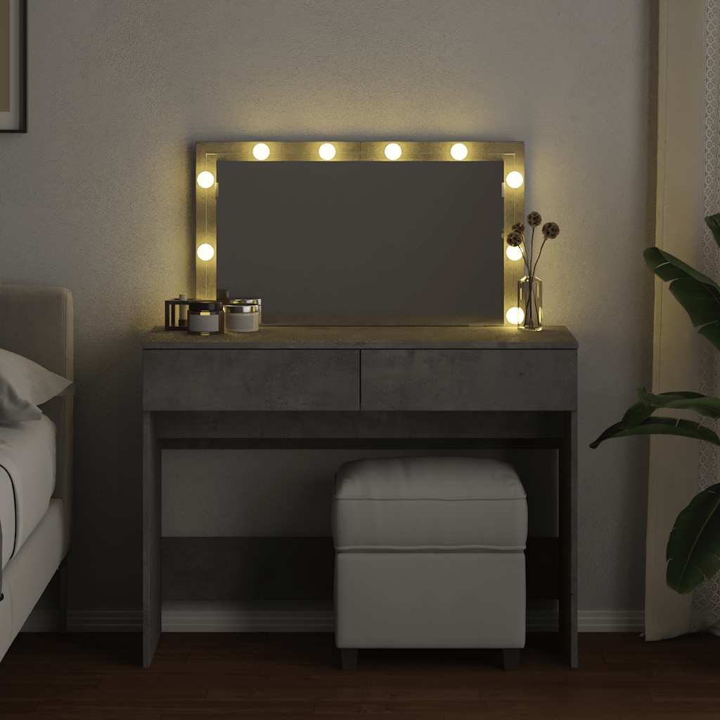 vidaXL Peilipöytä LED-valoilla betoninharmaa 100x40x120 cm