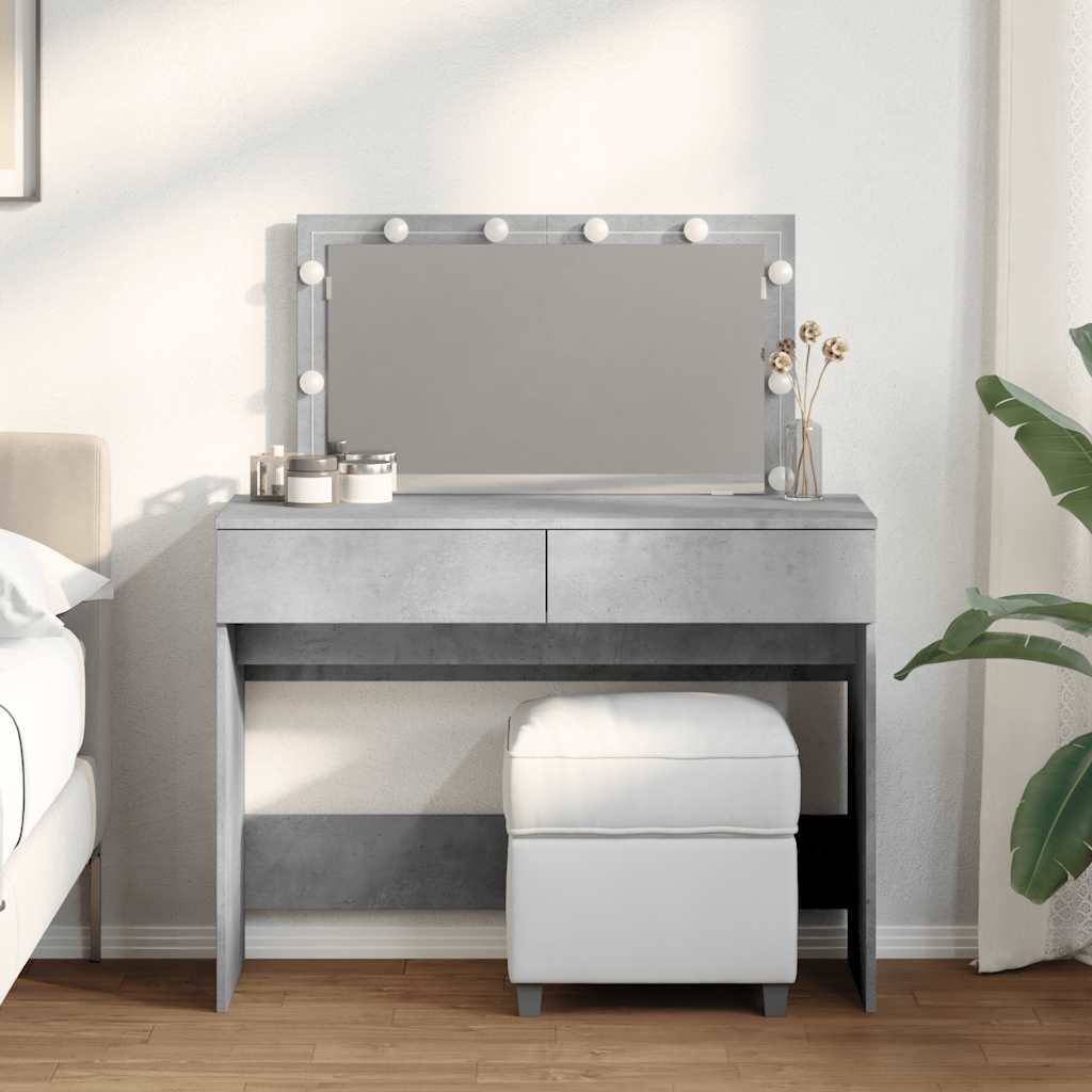 vidaXL Schminktisch mit LED-Beleuchtung Betongrau 100x40x120 cm